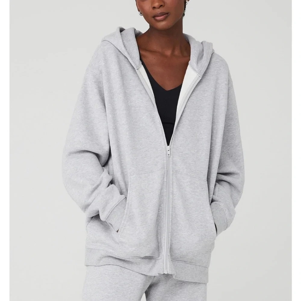 Alo Womens Gray Alo Yoga Renown Heavy Weight Sweatshirt Size XXS Oversized